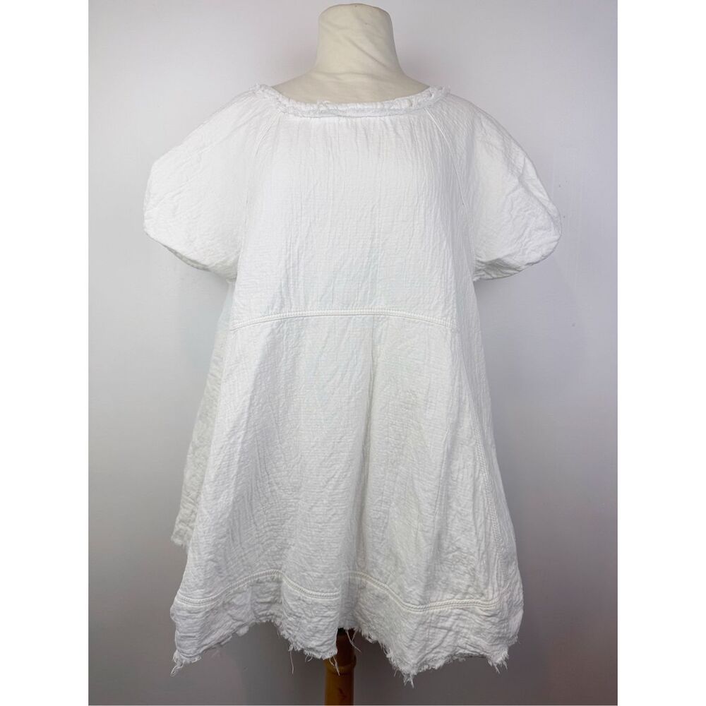 Free People L Sunset City Top Boho Swing Tunic White Cotton